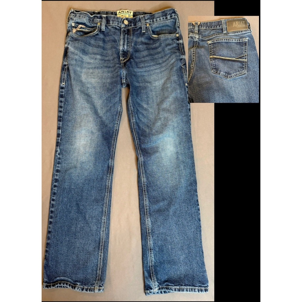 Ariat M7 Slim Fit Straight Leg Jeans Men Size 36x32 Dark Denim Stretch Mid Rise